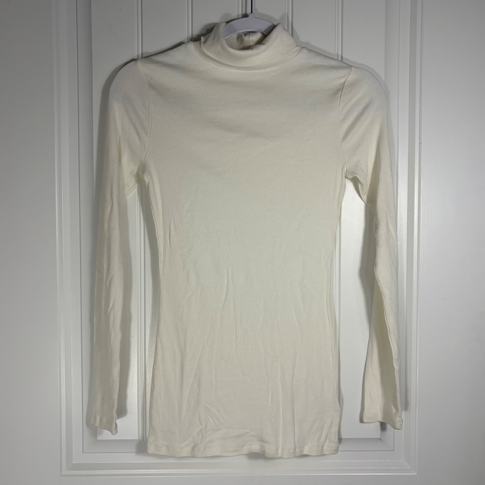 A New Day Cream Ribbed Turtleneck Long Sleeve Top Small VN1042782